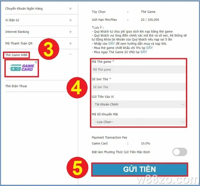 Cách Nạp Tiền Bằng Thẻ Game FB88