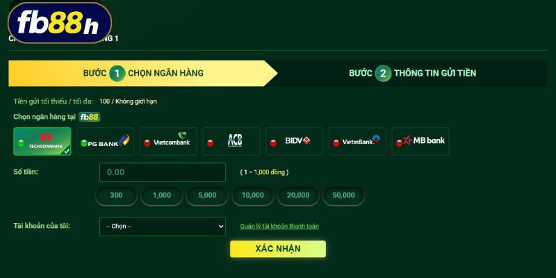 Nạp tiền FB88 nhanh chóng qua chuyển khoản ngân hàng